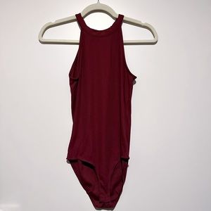 Zara ribbed burgundy bodysuit